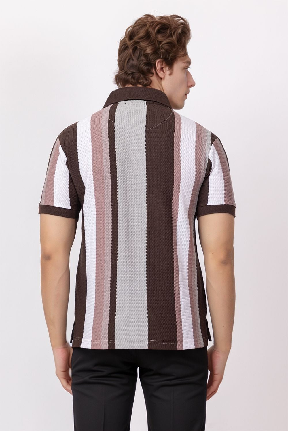 BROWN BIRD EYE POLO T-SHIRT