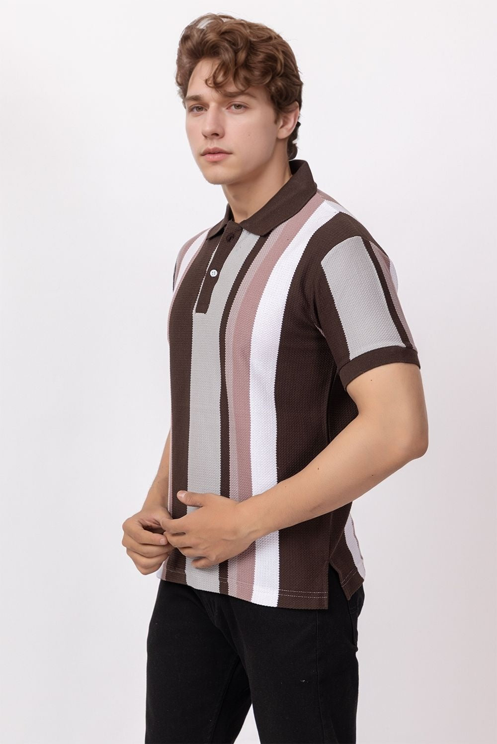 BROWN BIRD EYE POLO T-SHIRT