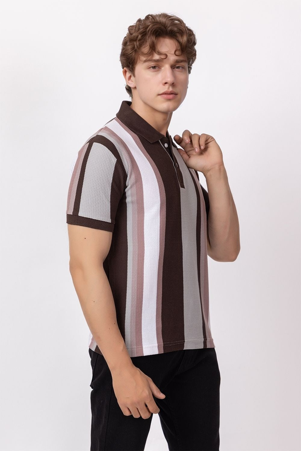BROWN BIRD EYE POLO T-SHIRT