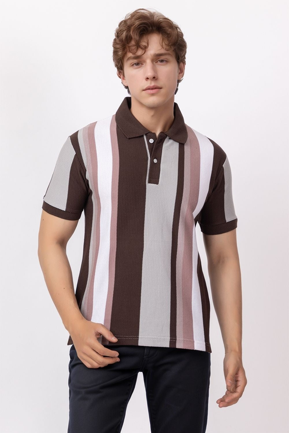 BROWN BIRD EYE POLO T-SHIRT