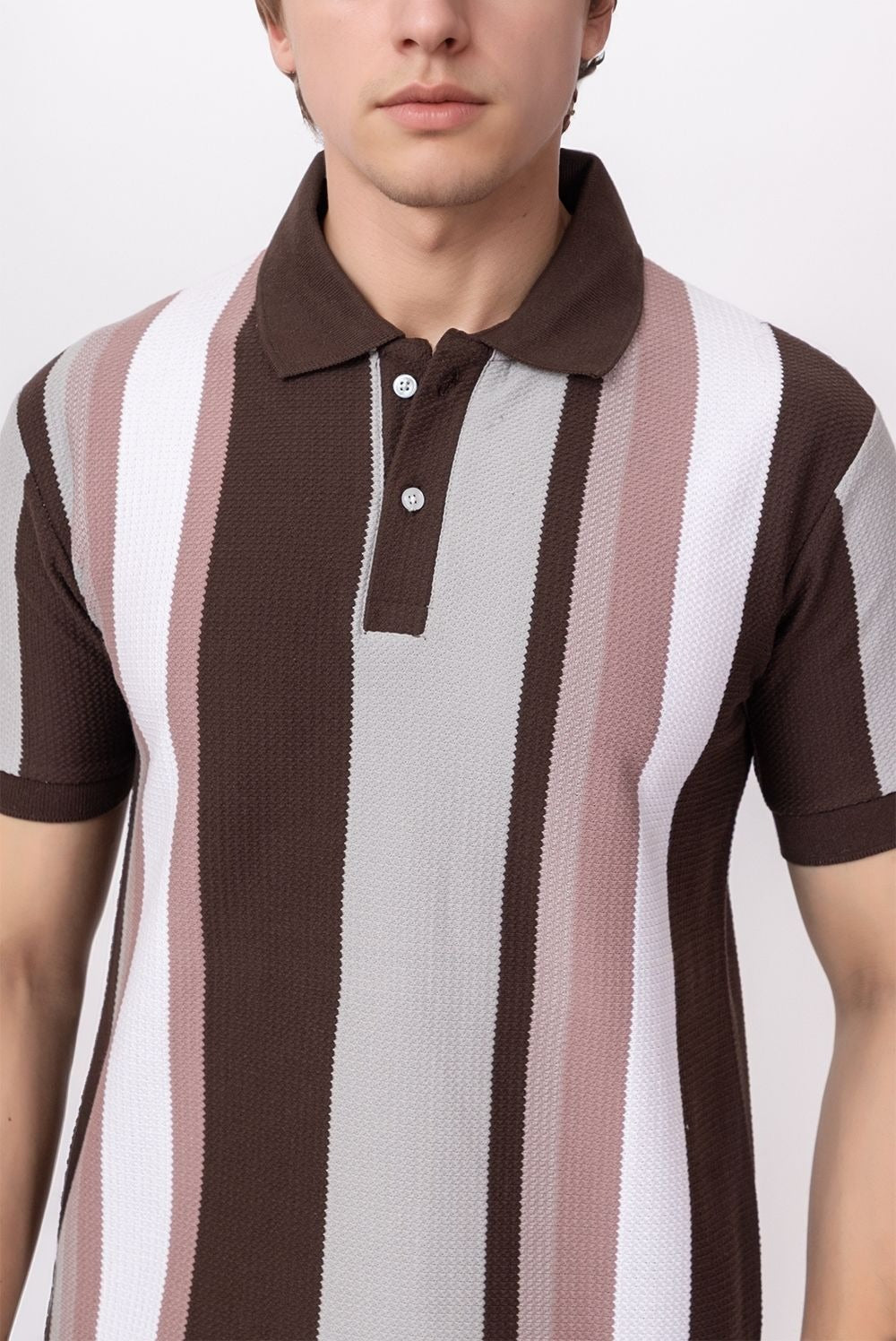 BROWN BIRD EYE POLO T-SHIRT